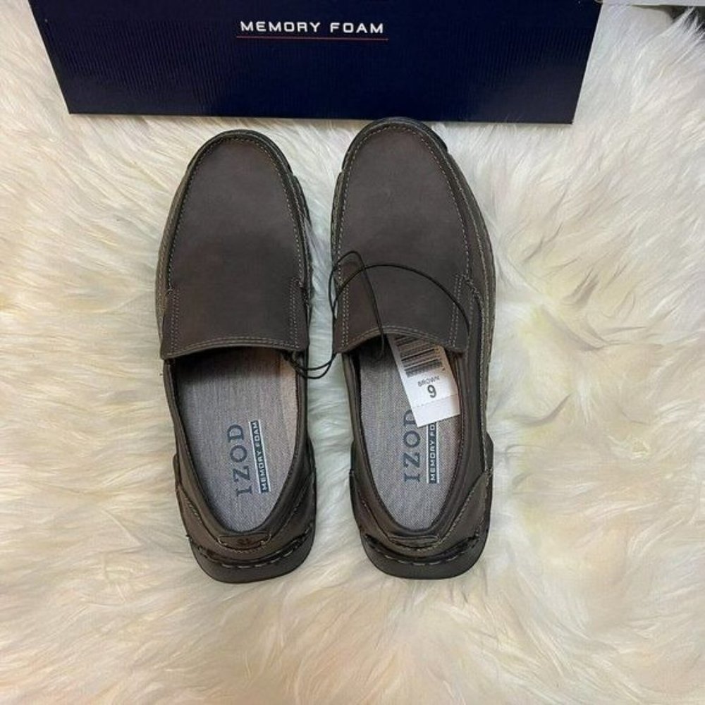 NEW!! Izod Thomas Men's Brown Slip-On Memory Foam Shoes Size 10,10.5, 11 12 - Picture 8 of 11